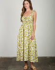 The Ariadne Olive Foliage Midi Dress
