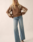 The Aurora Mocha Floral Sweater