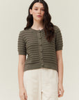 The Auryn Sage Crochet Knit Cardigan