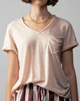 The Avery Oatmeal Short Sleeve Top