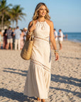 The Elissa Ecru Halter Cutwork Dress