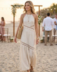 The Elissa Ecru Halter Cutwork Dress