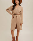The Bernadette Taupe Drape Collar Cardigan