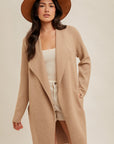 The Bernadette Taupe Drape Collar Cardigan