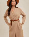The Bernadette Taupe Drape Collar Cardigan