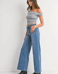 The Briar Medium Denim Mini Patch Pocket Wide Leg Jeans