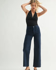 The Briar Navy Mini Patch Pocket Wide Leg Jeans