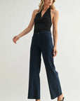 The Briar Navy Mini Patch Pocket Wide Leg Jeans