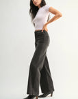 The Briar Black Mini Patch Pocket Wide Leg Jeans