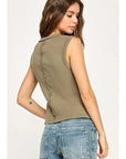 The Bridget Olive Button Down Tank Top