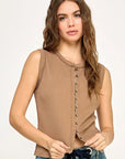 The Bridget Toffee Button Down Tank Top