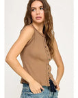The Bridget Toffee Button Down Tank Top