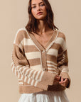 The Briny Stripped Button Front Sweater