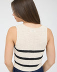 The Brooke Cream Stripe Button Knit Vest
