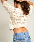 The Cara Cropped Crochet Sweater Top