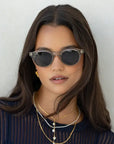 The Cameron Crystal Gray Acetate Round Sunglasses