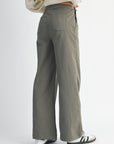 The Cammy Dark Olive Buttoned Wide Leg Pants