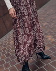 The Carmilla Burgundy Floral Organza Midi Skirt