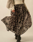 The Carmilla Black Floral Organza Midi Skirt