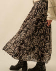 The Carmilla Black Floral Organza Midi Skirt