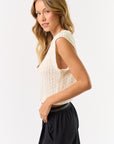 The Casey Off White Textured Sweater Vest