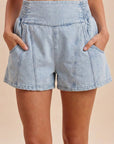 The Cassie Icy Denim Yoke Shorts