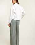 The Caty White Cropped Denim Jacket