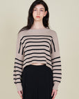 The Celeste Ecru Stripe Sweater Top
