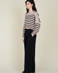 The Celeste Ecru Stripe Sweater Top