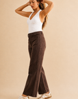 The Raley Dark Brown Patch Pocket Wide Leg Jeans