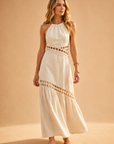 The Elissa Ecru Halter Cutwork Dress