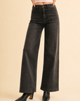 The Briar Black Mini Patch Pocket Wide Leg Jeans