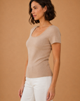 The Erica Taupe Square Neck Top