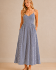 The Nerissa Navy Striped Maxi Dress