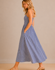The Nerissa Navy Striped Maxi Dress
