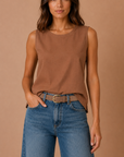 The Nell Brown Linen Top