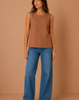 The Nell Brown Linen Top