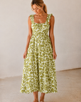 The Ariadne Olive Foliage Midi Dress
