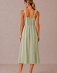 The Sahar Sage Linen Midi Dress