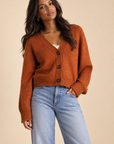 The Sieana Copper Brown Button Cardigan