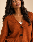 The Sieana Copper Brown Button Cardigan