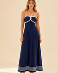 The Thalassa Navy Halter Maxi Dress