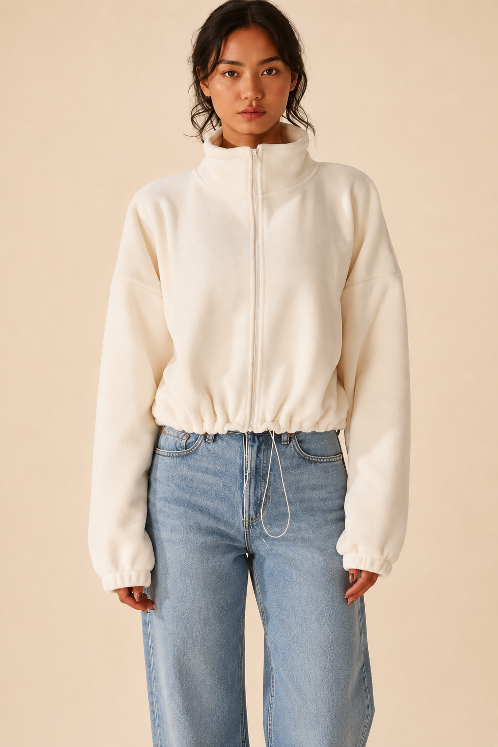 The Aven Cream Apricot Reversible Fleece Jacket – Thread + Seed