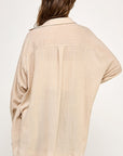 The Christa Beige Oversized Buttondown Top