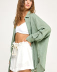The Christa Olive Oversized Buttondown Top