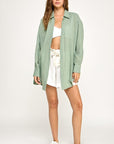 The Christa Olive Oversized Buttondown Top