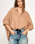 The Christa Toast Oversized Buttondown Top