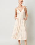 The Ciana Pink Striped Midi Dress