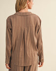 The Cindy Mocha Striped Top + Pant Set - Sold Separately