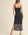 The Giselle Black Net Midi Dress